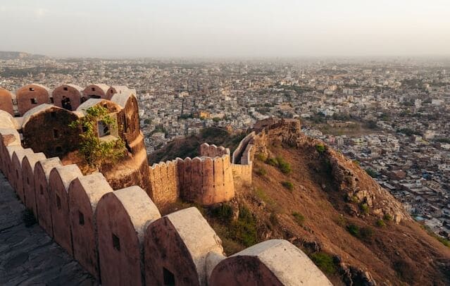Sunset view from Nahargarh Fort, one of the best places to visit in Jaipur India.