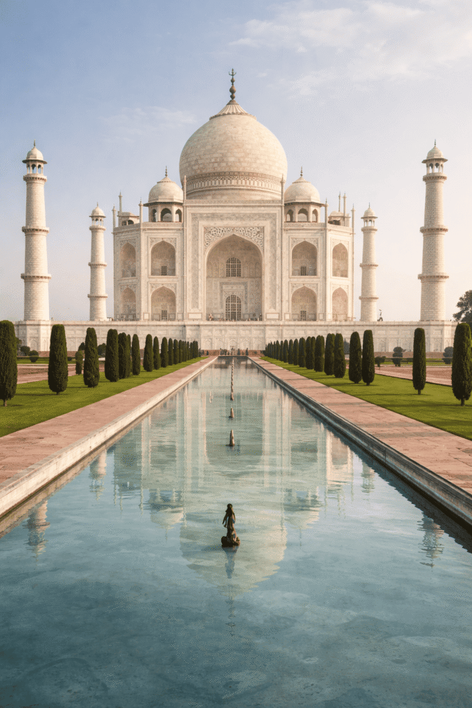 Beautiful Places in India to Visit – iconic Taj Mahal white marble monument in Agra at sunrise