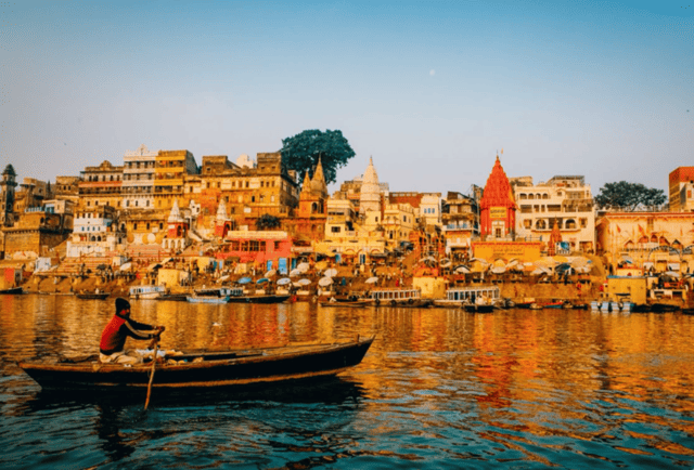 Beautiful Places in India to Visit – sacred ghats of Varanasi along the Ganges River at sunrise